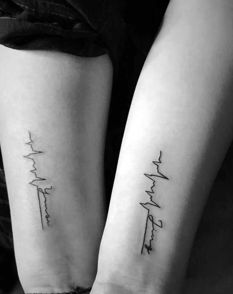心电图纹身图片_手臂纹身图案