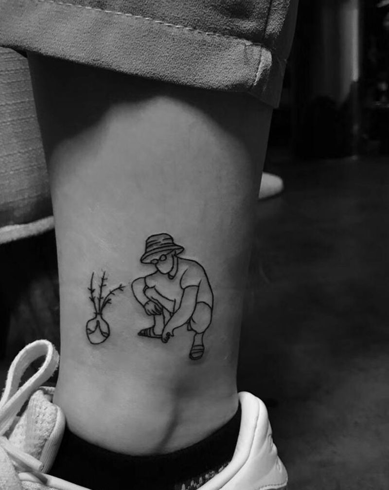 简笔画纹身图片_腿部纹身图案