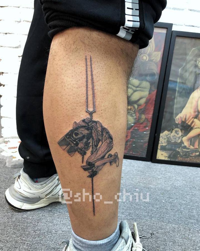 EVA初号机纹身图片_腿部纹身图案