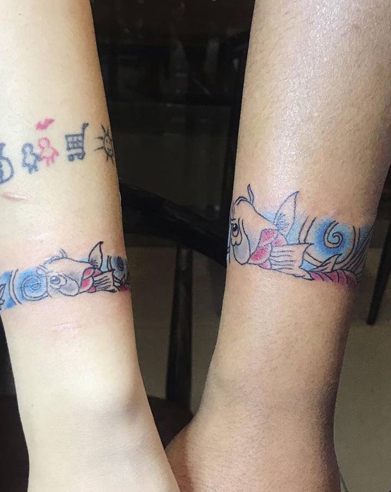 情侣臂环纹身图片_手臂纹身图案