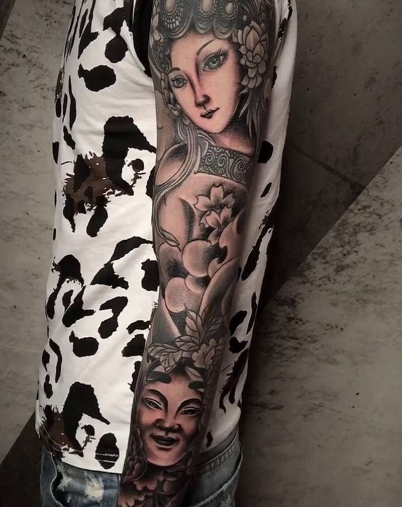 言纹身图片_手臂新传统老传统纹身图案