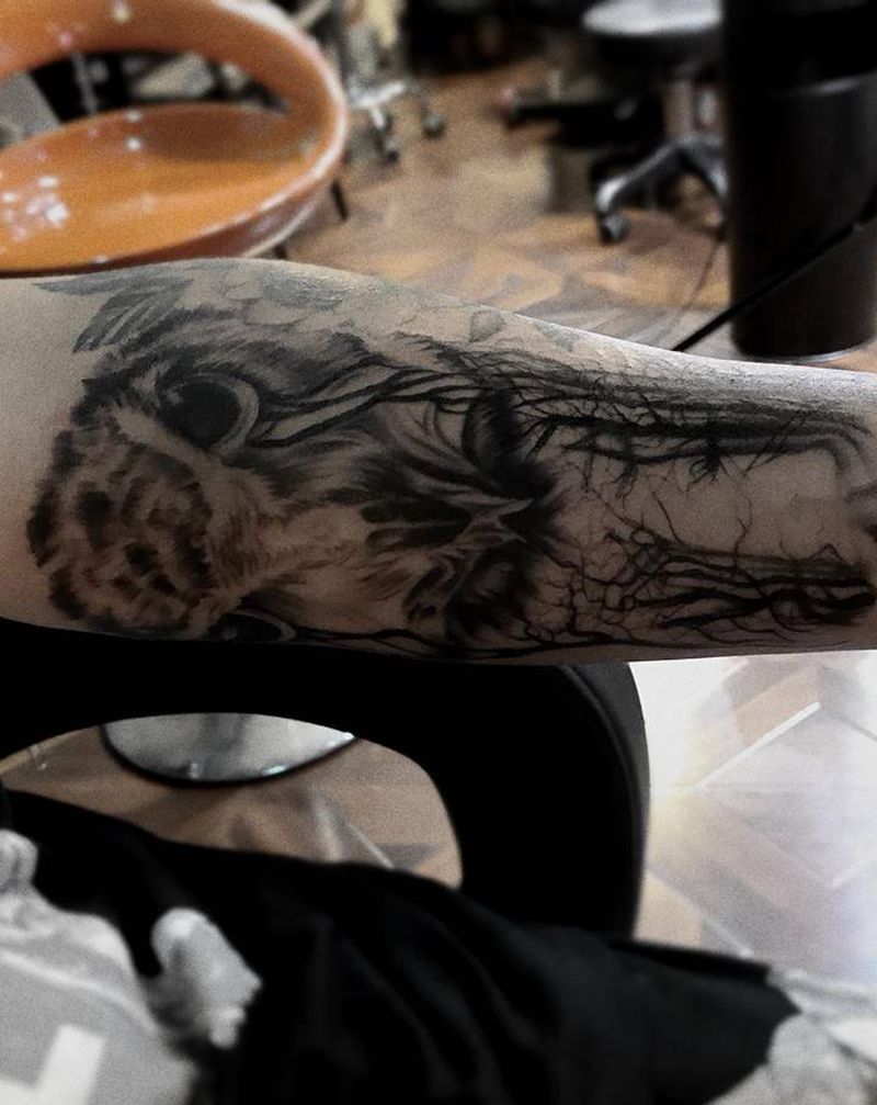 猫头鹰纹身图片_手臂纹身图案