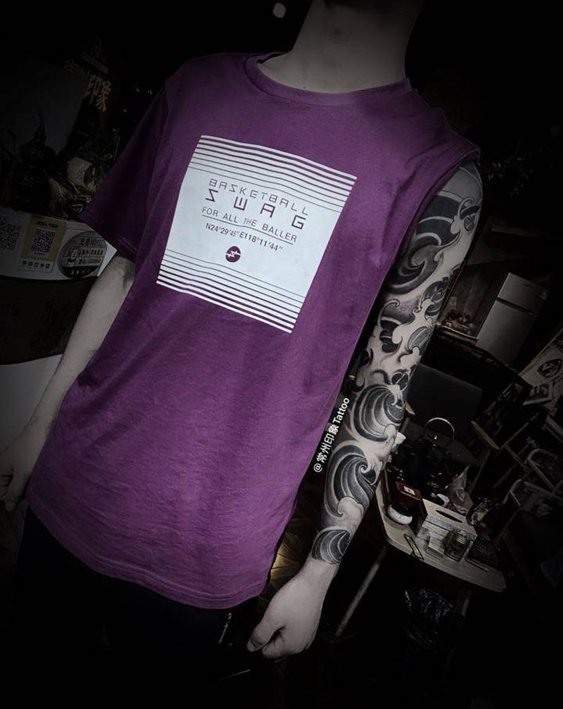 浪纹身图片_手臂纹身图案