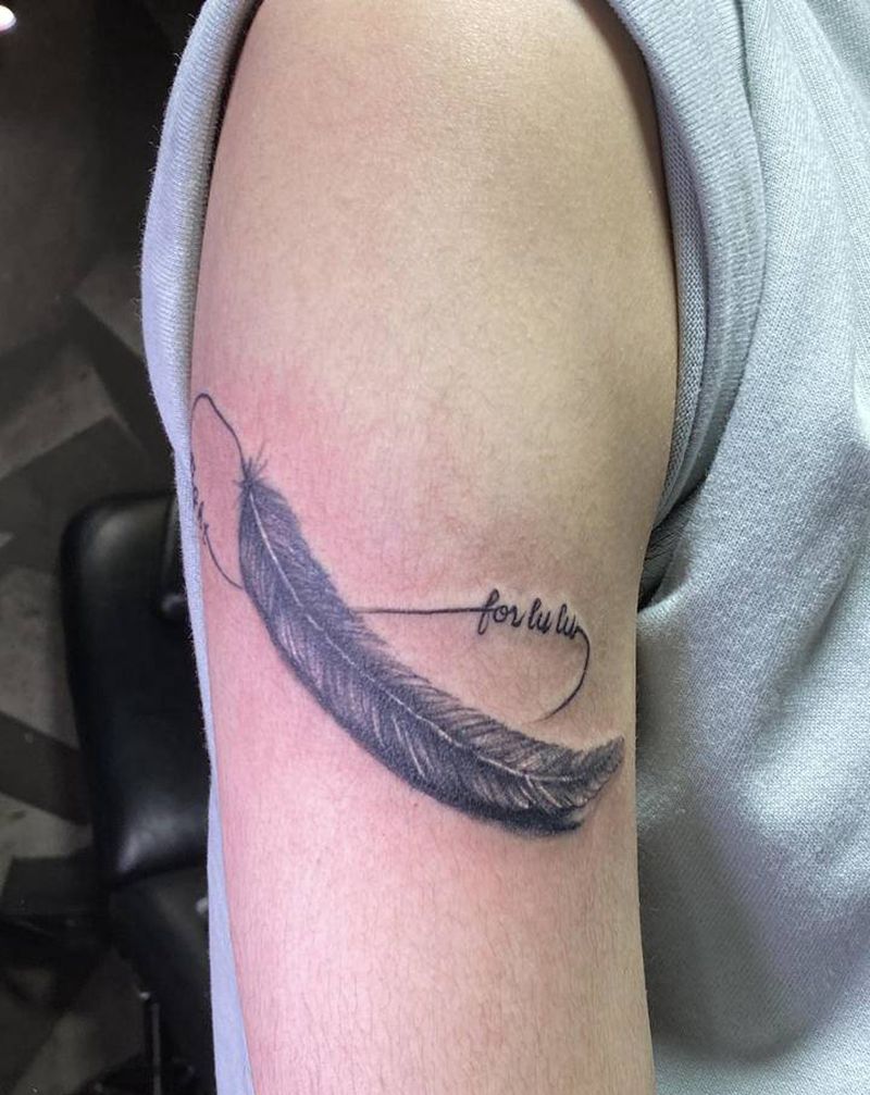 羽毛纹身图片_手臂纹身图案