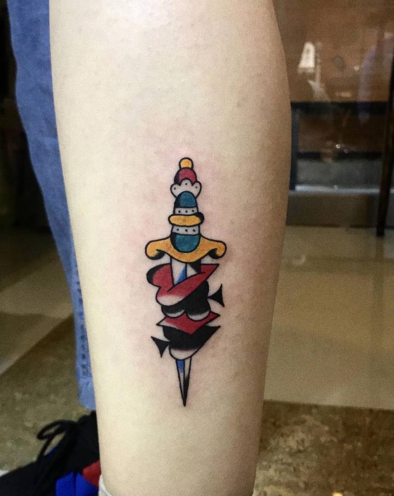 oldschool纹身图片_腿部纹身图案