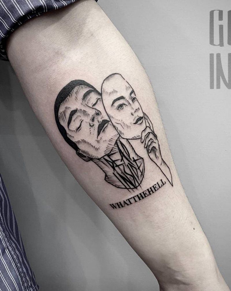 double face纹身图片_手臂纹身图案