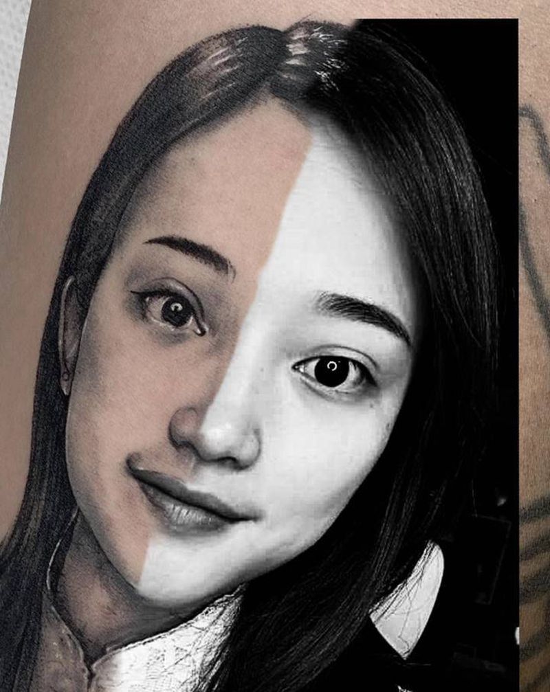 肖像纹身图片_肖像写实纹身图案