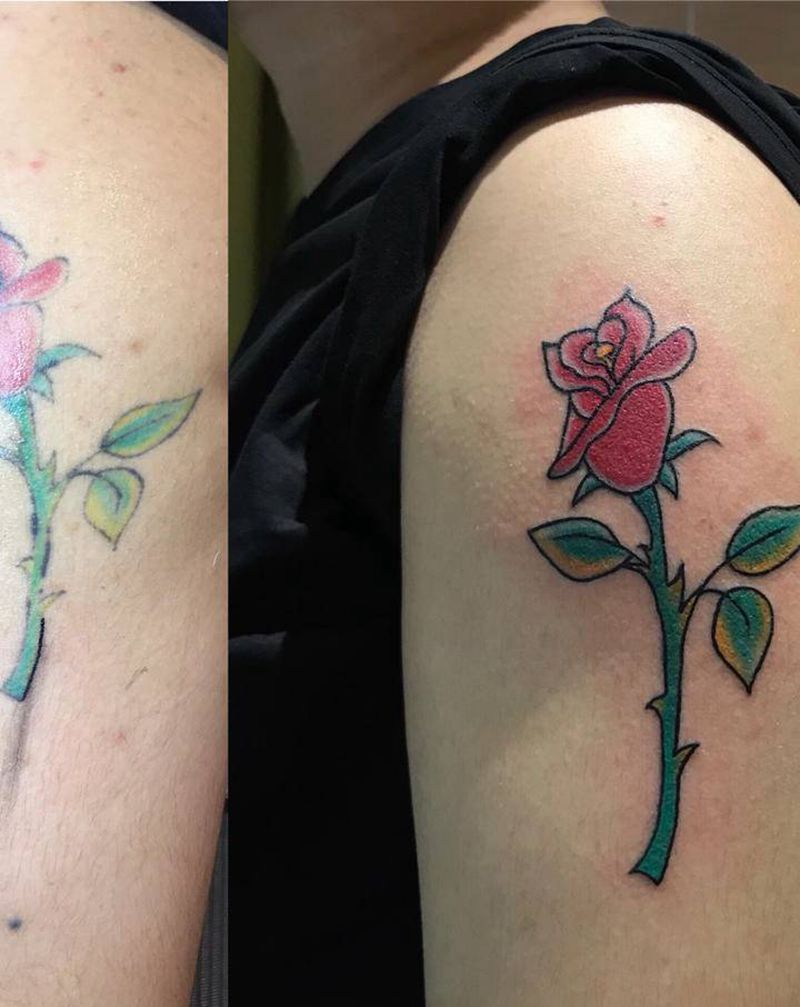 玫瑰修改纹身图片_手臂纹身图案