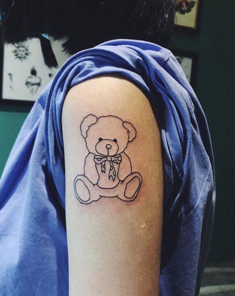 简笔熊纹身图片_手臂纹身图案