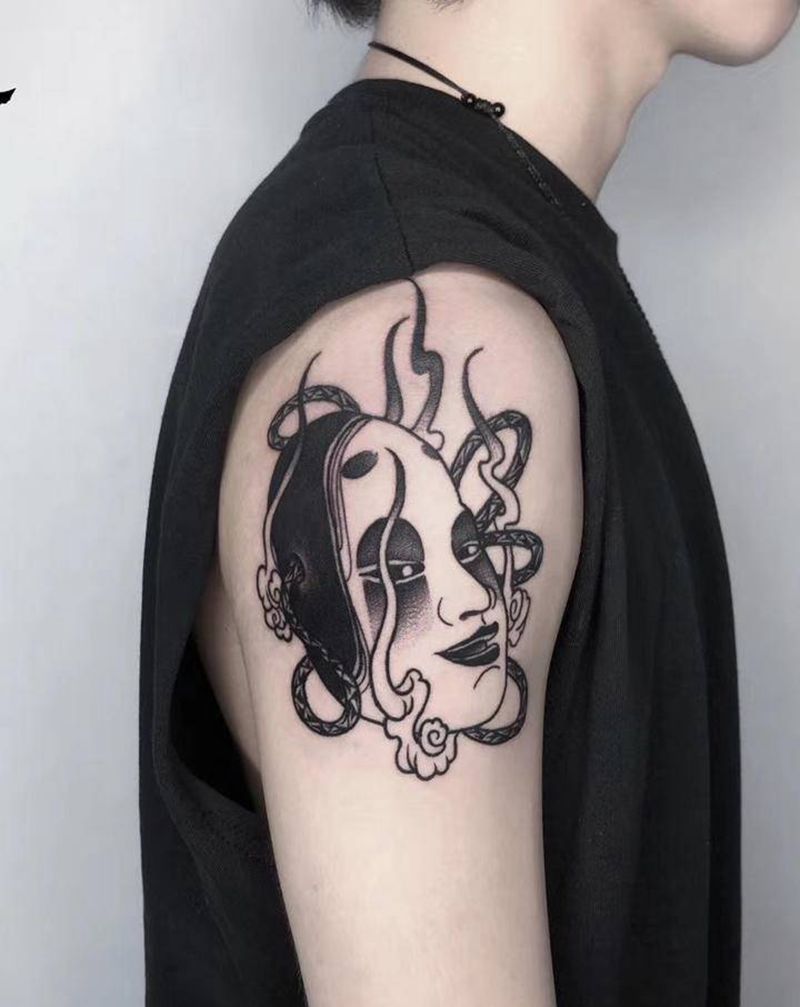 简画纹身图片_肩部手臂纹身图案