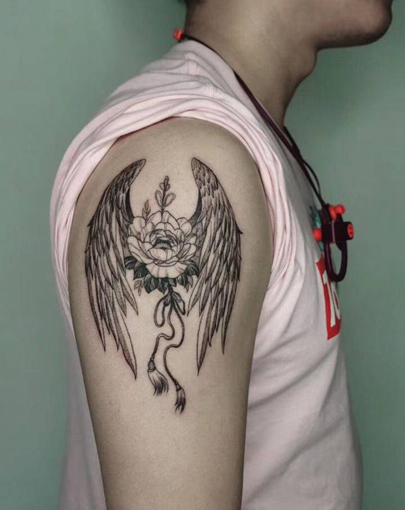 守护天使纹身图片_手部手臂翅膀花纹身图案