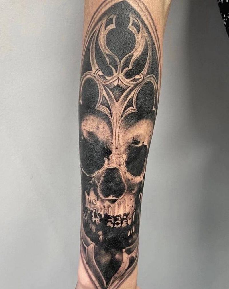 骷髅纹身图片_欧美写实纹身图案