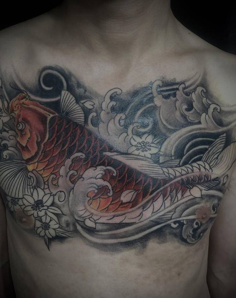 鲤鱼纹身图片_新传统纹身图案