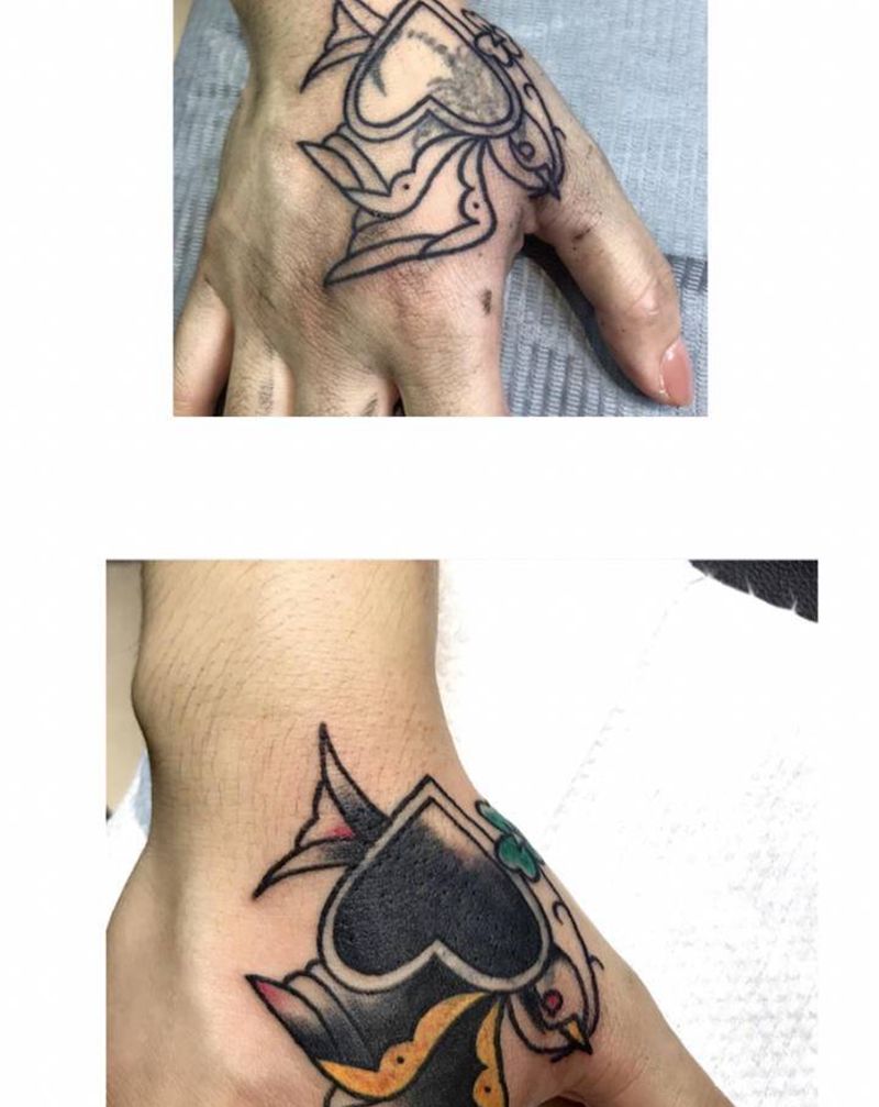 手背遮盖纹身图片_手部纹身图案