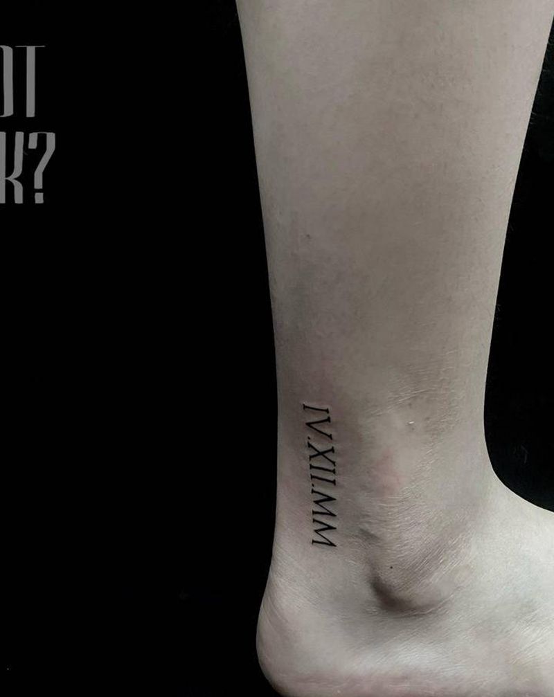 小字母纹身图片_腿部纹身图案