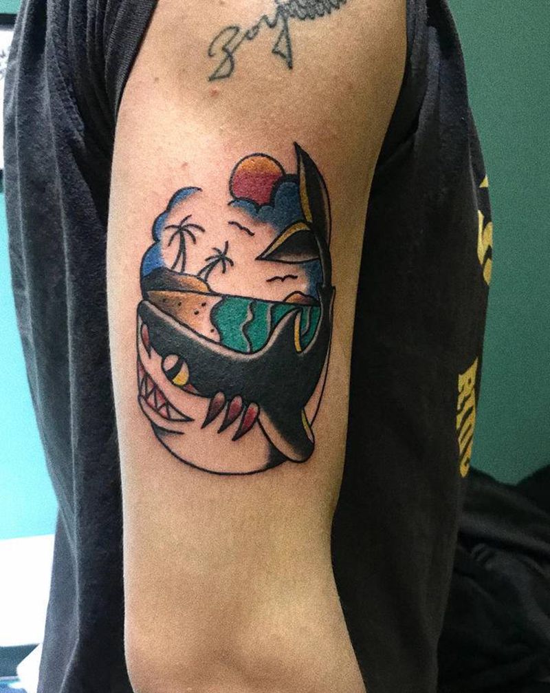 oldschool 鲨鱼纹身图片_手臂纹身图案