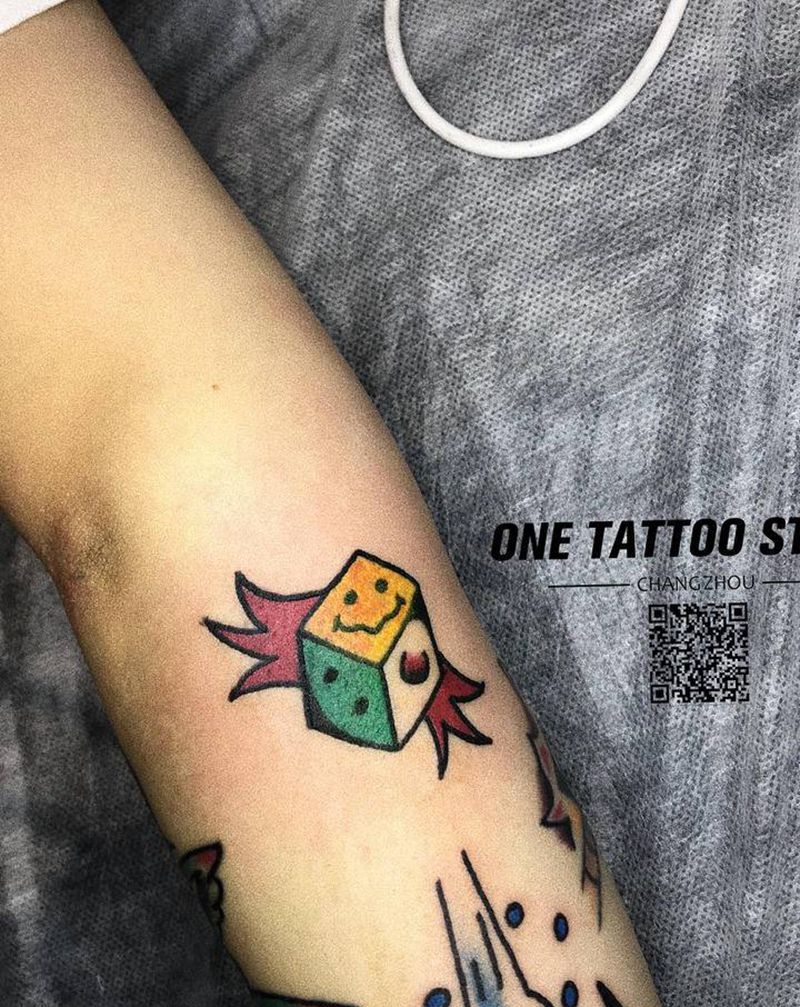 oldschool 骰子纹身图片_手臂Old School纹身图案