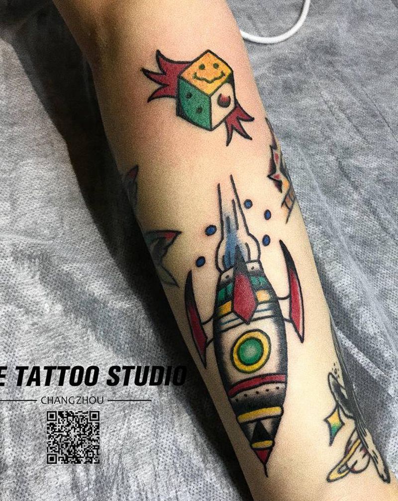 oldschool 拼接花臂纹身图片_手臂Old School纹身图案