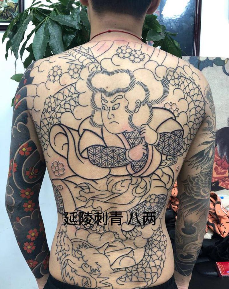 日式老传统纹身图片_背部手臂老传统纹身图案