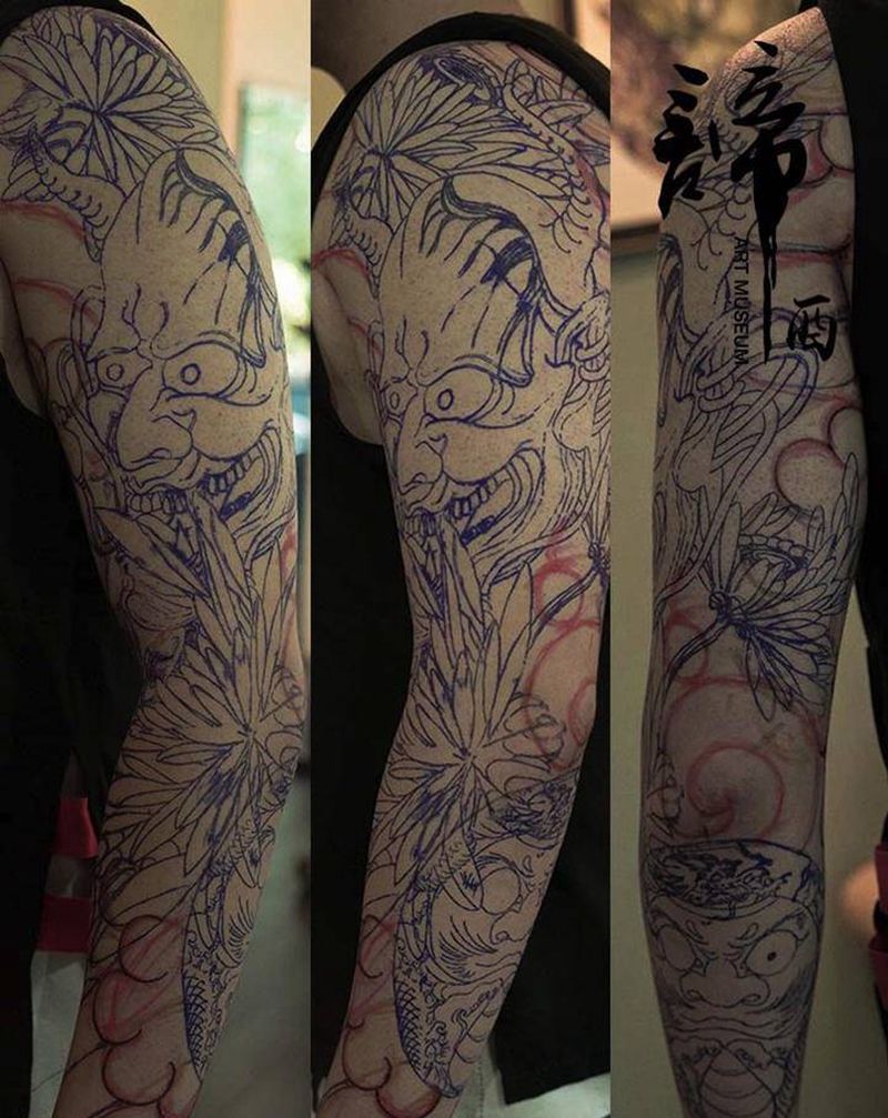 花臂纹身图片_手臂手部老传统新传统纹身图案