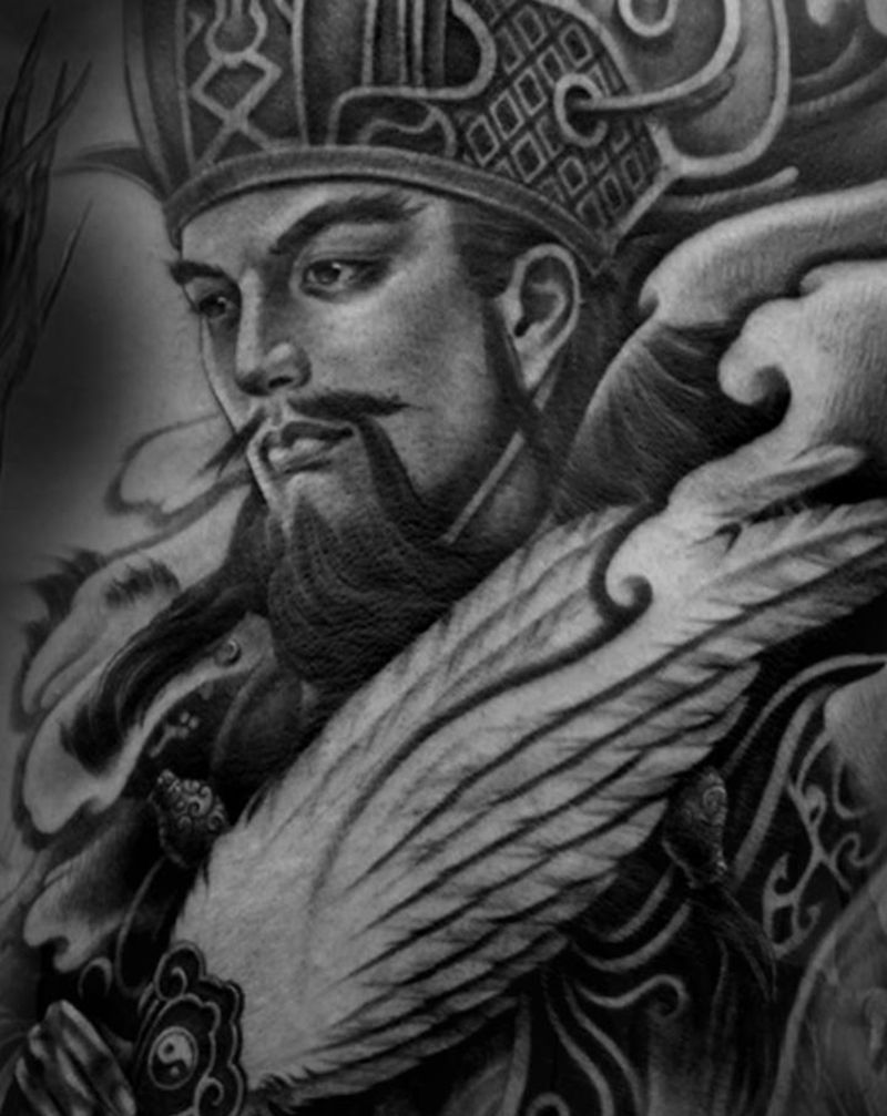 诸葛亮纹身图片_背部新传统纹身图案