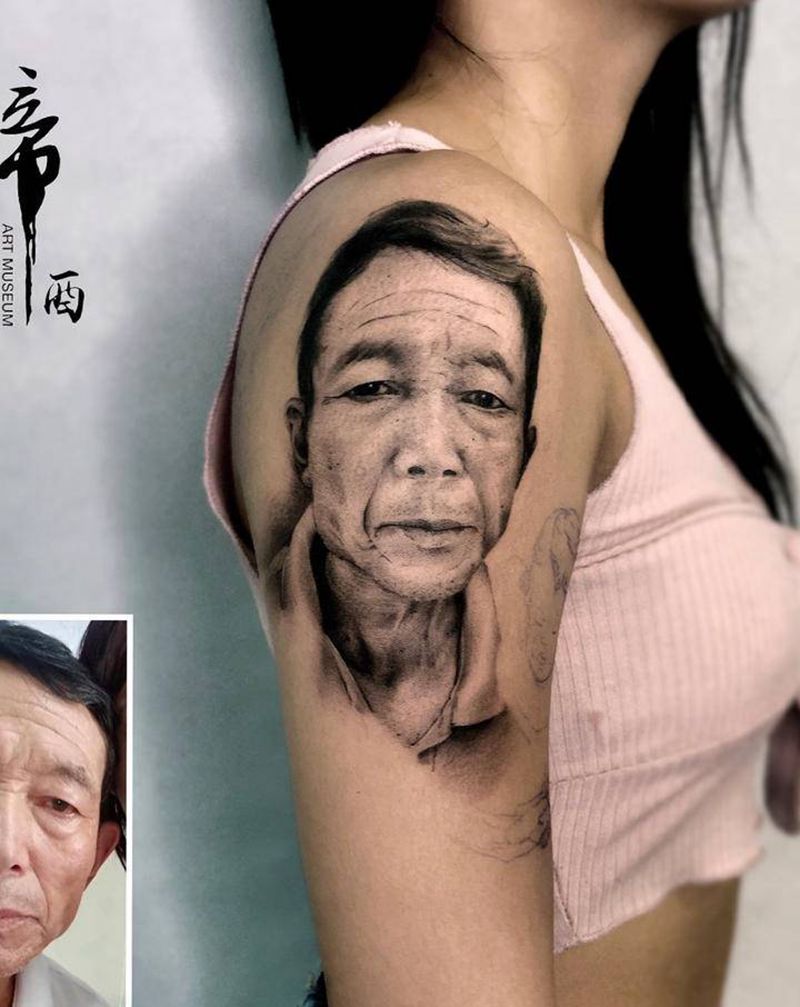 写实人像纹身图片_手臂Old School纹身图案