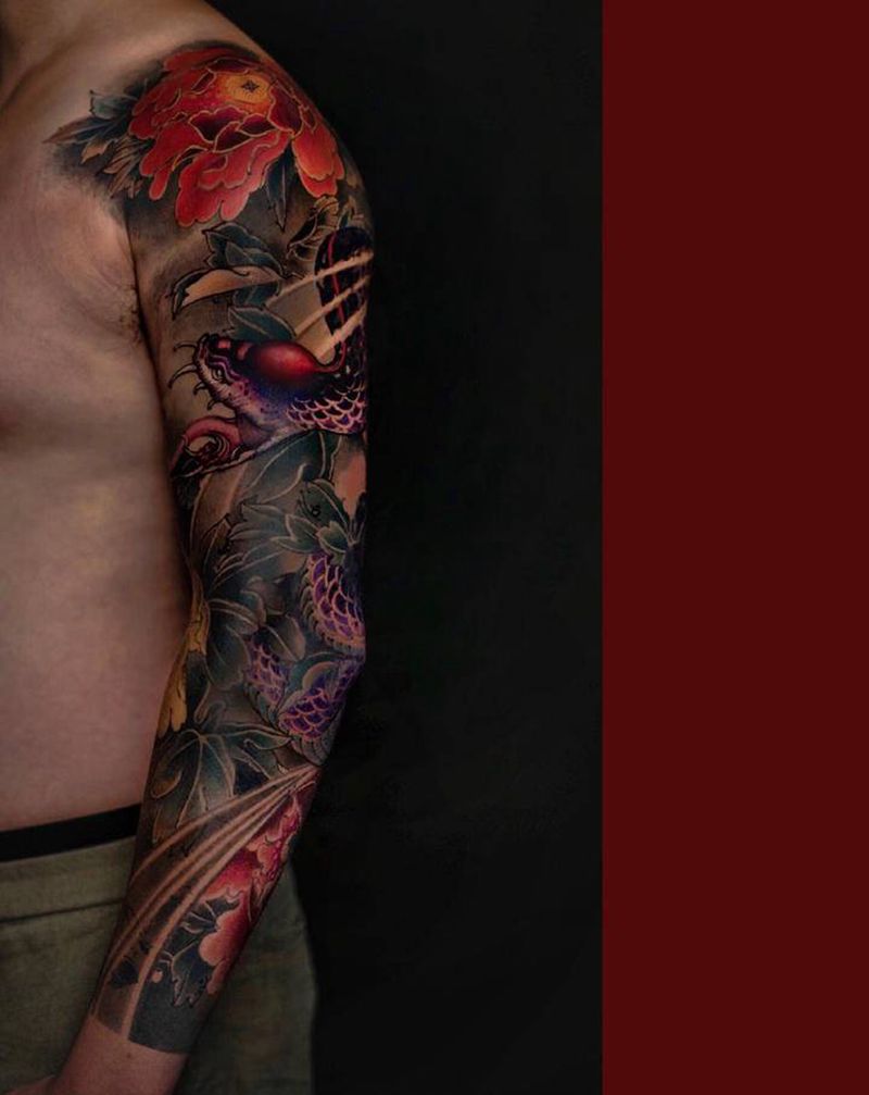 蛇纹身图片_新传统纹身图案