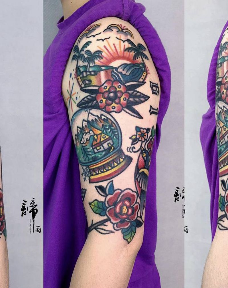 school拼接纹身图片_手臂手部Old School纹身图案