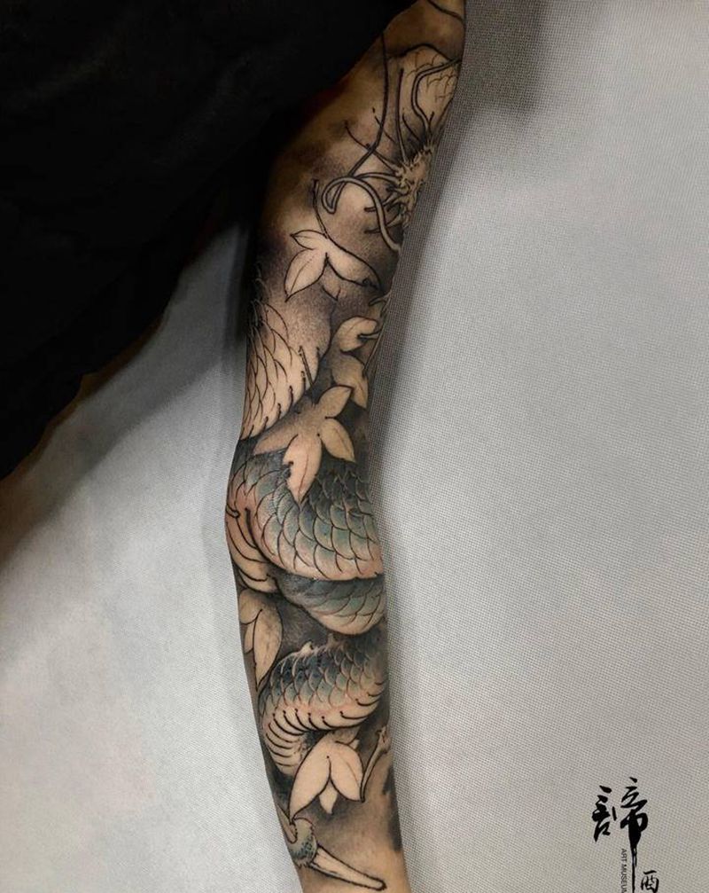新传统龙纹身图片_手臂新传统纹身图案