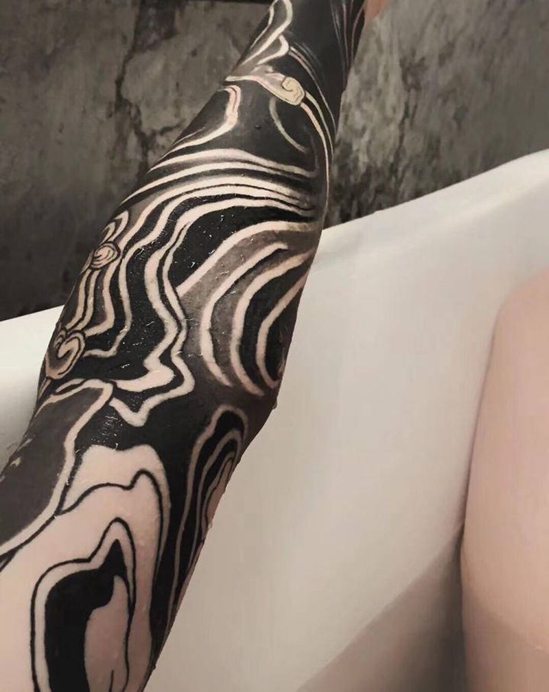 买家秀纹身图片_手臂几何老传统纹身图案