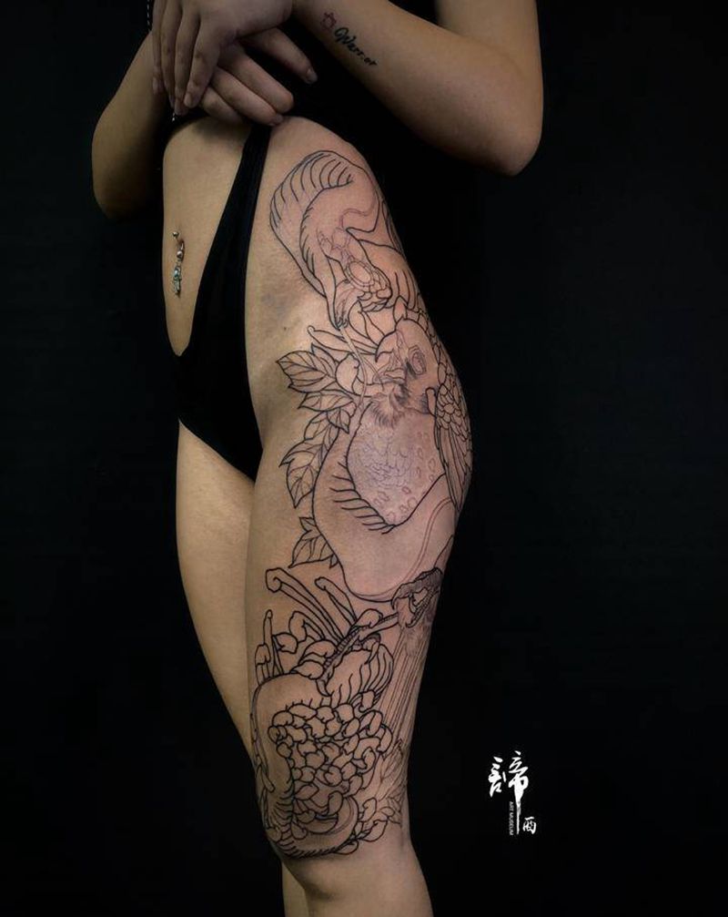 new schoo纹身图片_臀部腿部New School纹身图案