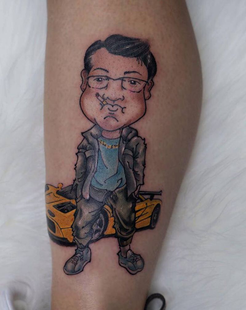 人物动漫设计纹身图片_手臂手部New School水彩纹身图案