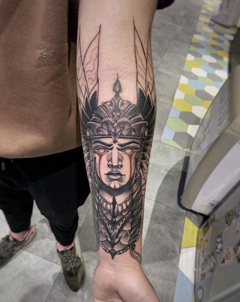 手臂点刺女神（2018年作品）纹身图片_手臂手部点刺水彩纹身图案