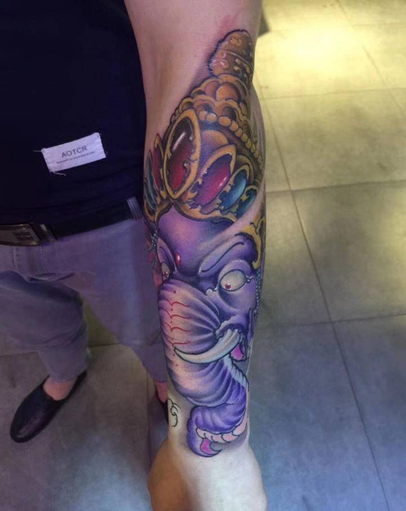 小臂象神（2017年作品）纹身图片_手部手臂老传统新传统纹身图案