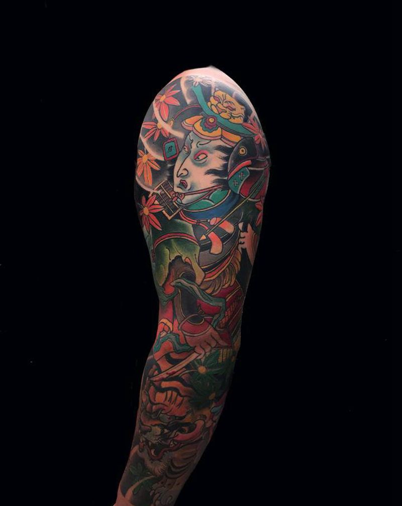 花臂武士（2018年作品）纹身图片_手臂手部老传统新传统纹身图案