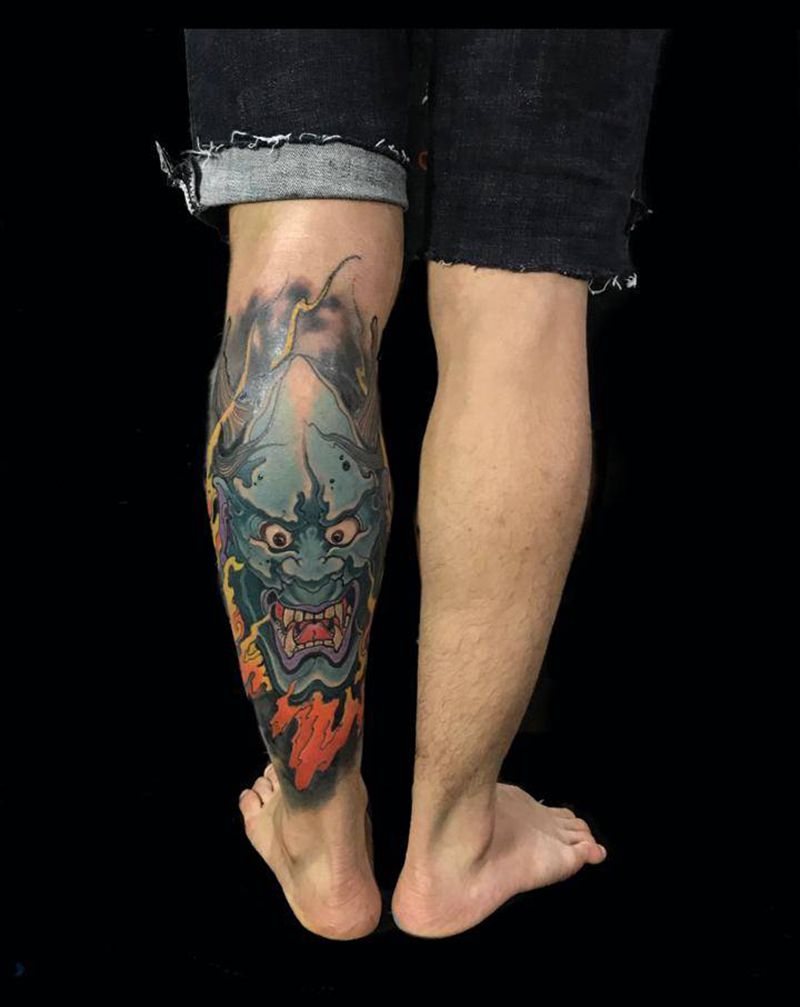 小腿般若（2018年作品）纹身图片_手部手臂新传统老传统纹身图案