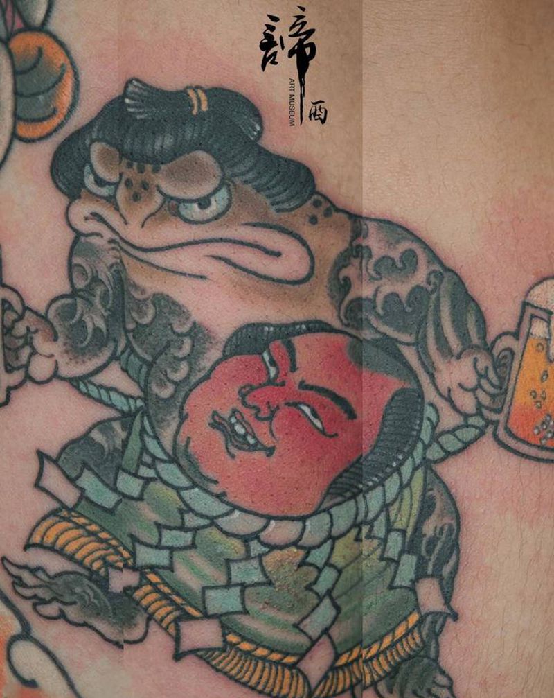 日式青蛙纹身图片_手臂老传统纹身图案