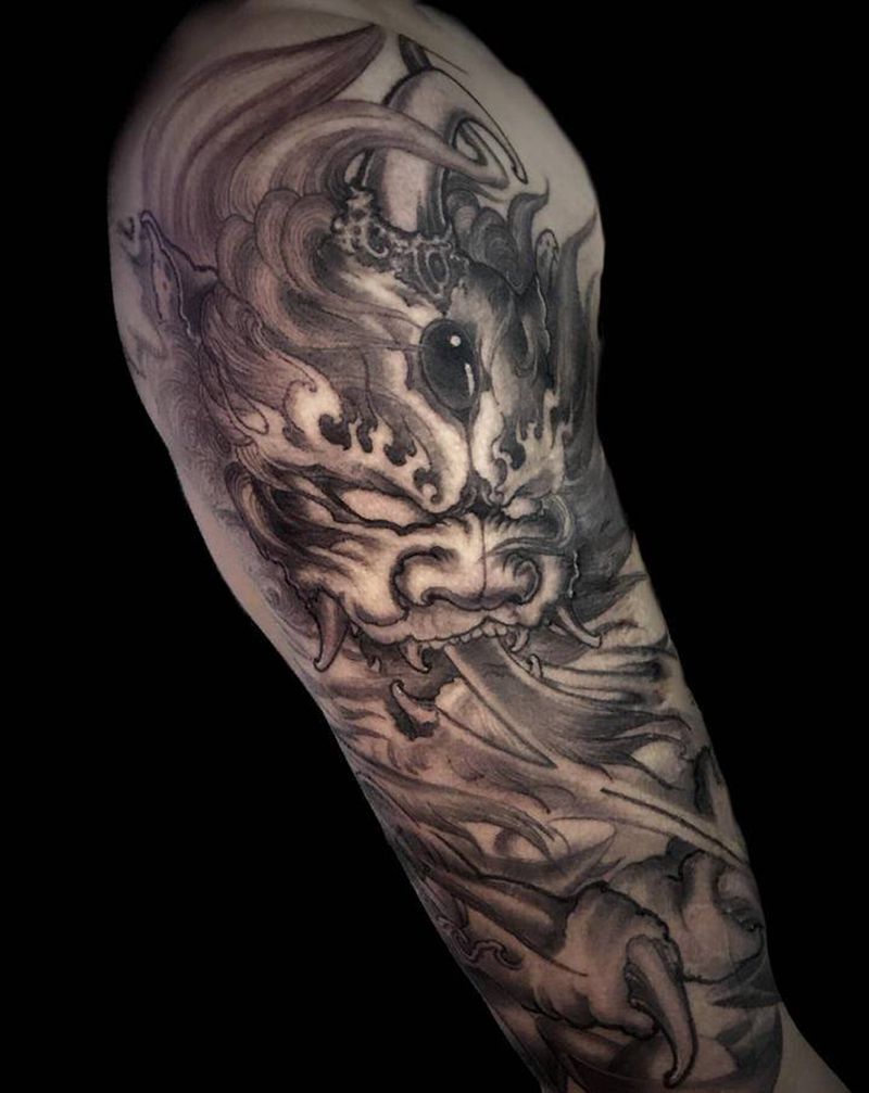 貔貅纹身图片_手臂老传统新传统纹身图案