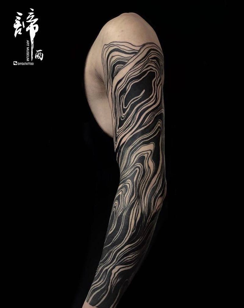 树的年轮纹身图片_手臂老传统新传统纹身图案