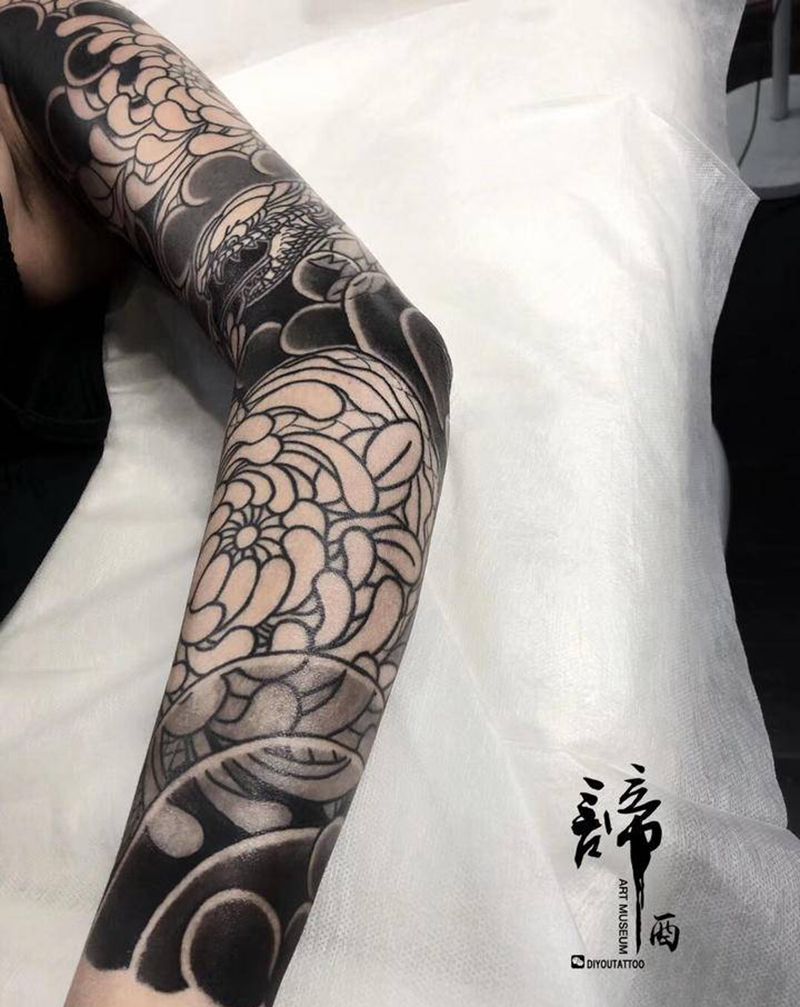 老传统花臂蛇纹身图片_手臂老传统新传统纹身图案