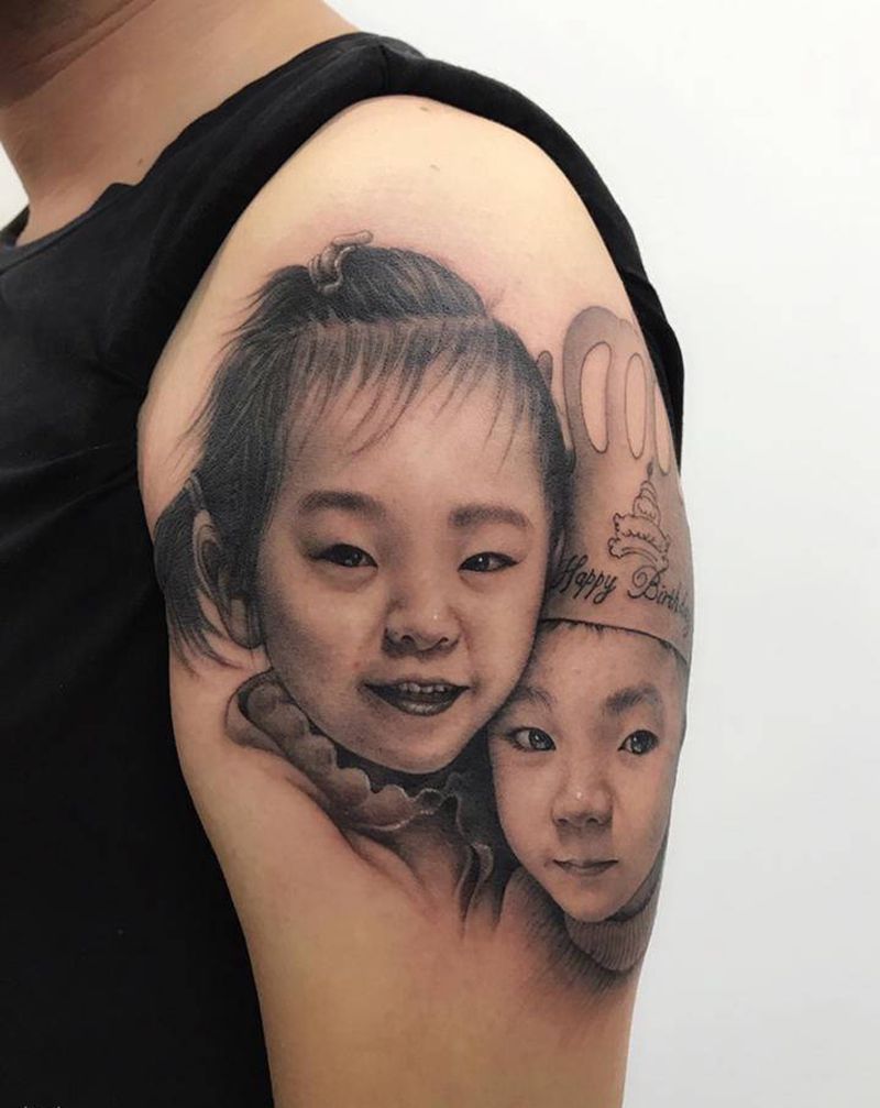 肖像纹身图片_手臂纹身图案