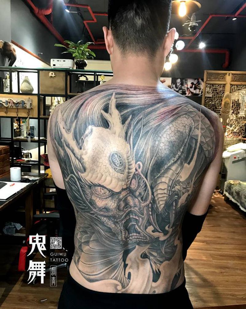 龙-纹身图片_背部传统动物鬼神成品纹身图案