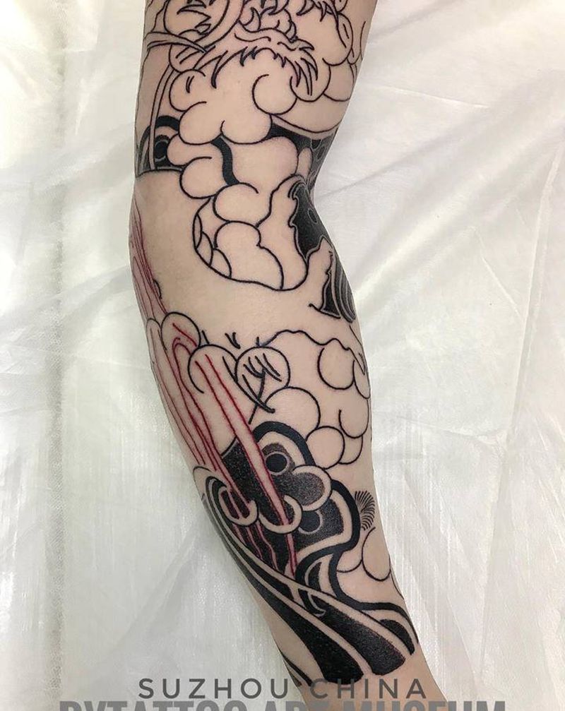 花臂龙纹身图片_手臂老传统纹身图案
