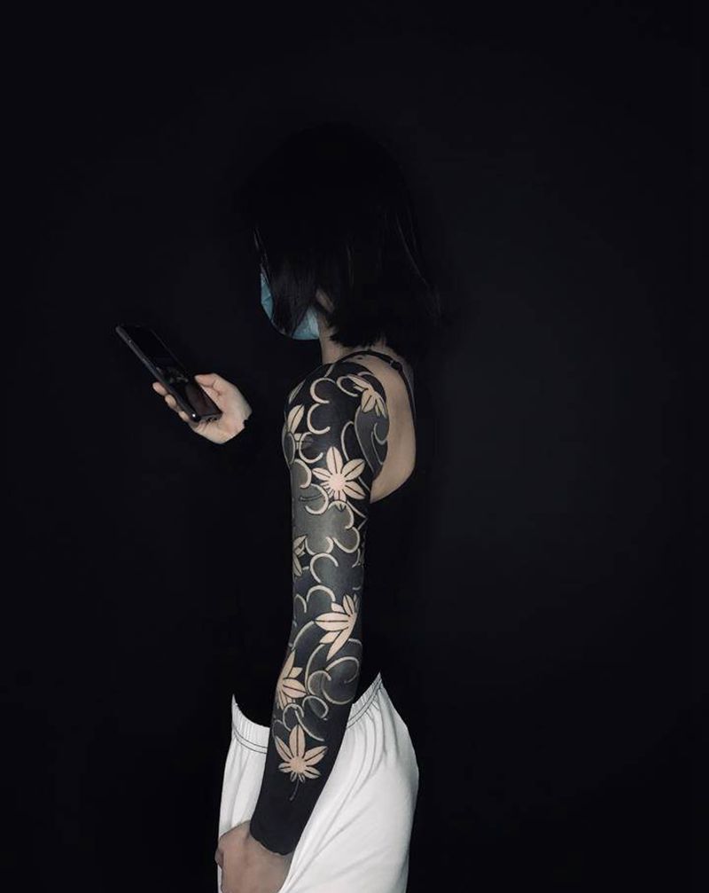 枫叶纹身图片_老传统纹身图案