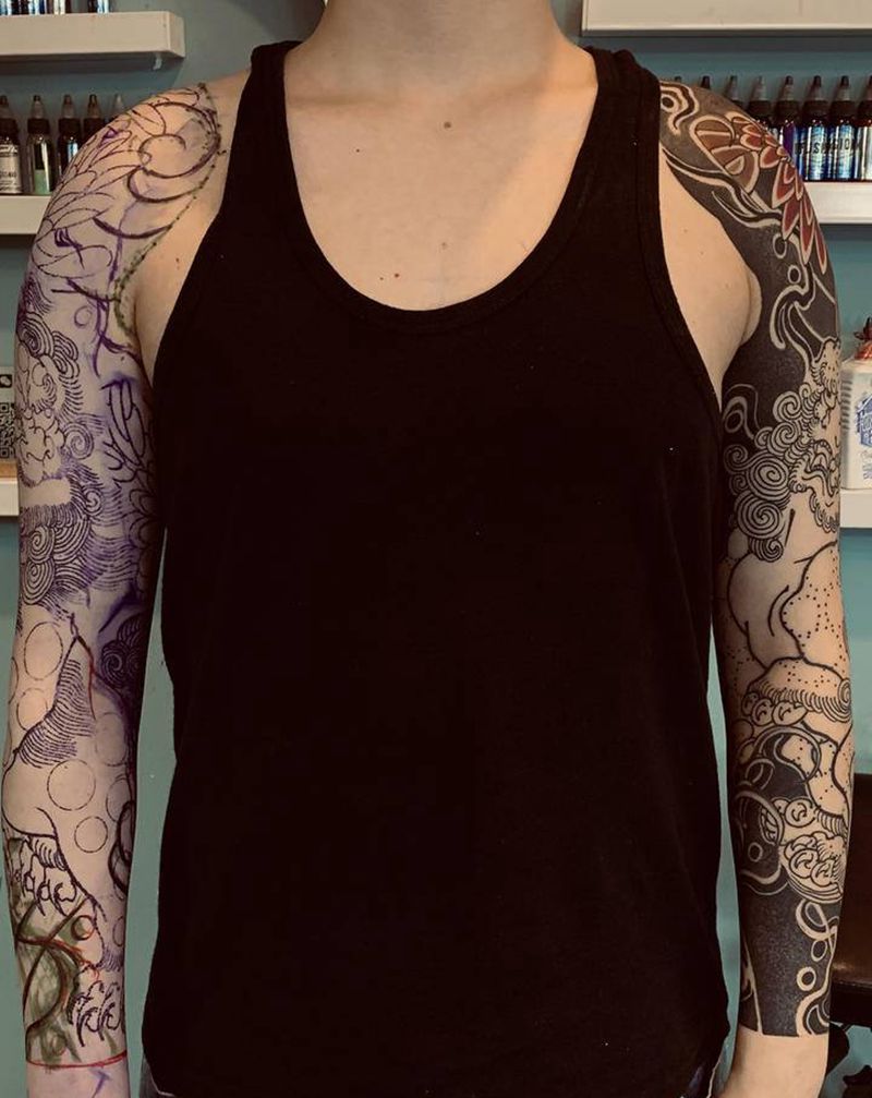 花臂纹身图片_手臂手部新传统纹身图案