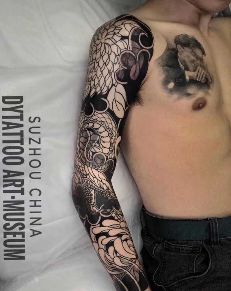 原创纹身图片_手臂肩部老传统新传统纹身图案