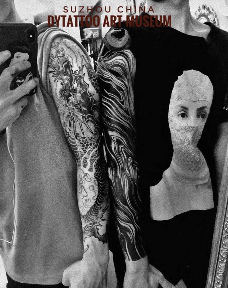 花臂纹身图片_手臂老传统新传统纹身图案