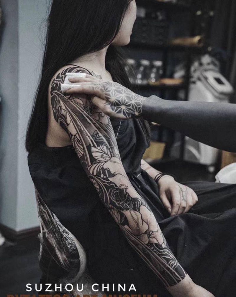 花臂纹身图片_手臂手部老传统新传统纹身图案