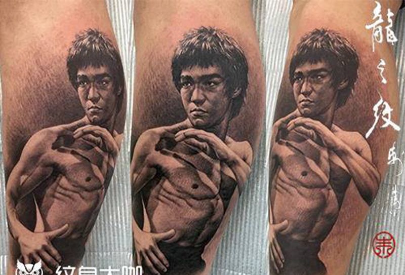 李小龙纹身图片_欧美写实纹身图案