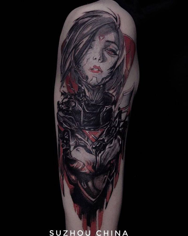 动漫人物  欧菲娜纹身图片_手臂欧美写实卡通纹身图案